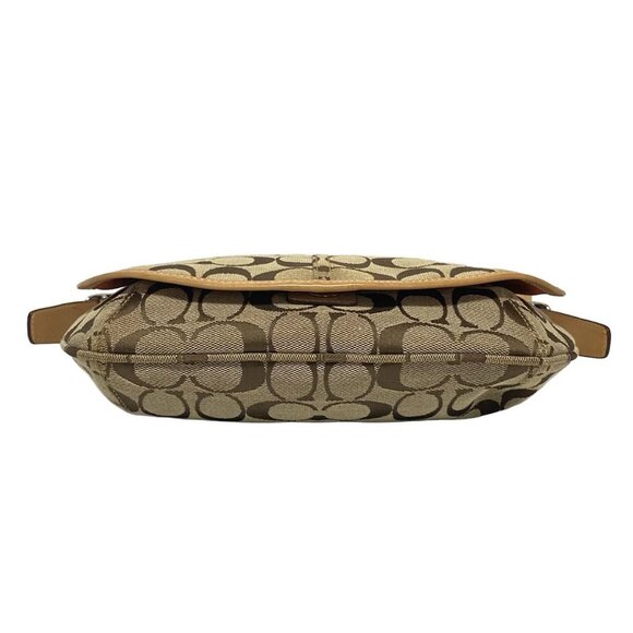 Auth COACH Signature Small Messenger 6842 Khaki Light Brown Jacquard Leather - Picture 11 of 12